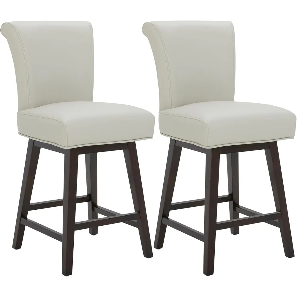 

26 Inch Counter Height Swivel Bar Stools Set of 2, FSC Certified Modern Upholstered Faux Leather Swivel Barstool Chair with Bac