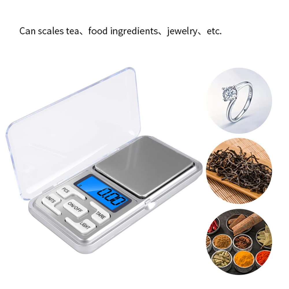 Digital Mini Scale 200G/300G/500G X 0.01G High Presicion Electronic Pocket Scale for Jewelry Gram Weight Backlight Scales