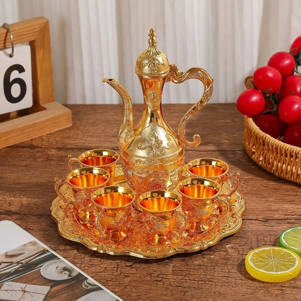 Gifts Luxury Turkish Tea Set Metal Decorative Vintage Wine Set European Style Multifunctional Teapot Kit Home view 3
