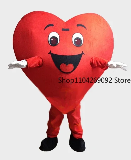 Red Heart Mascot Costume Smiley Heart Cosplay Anime Cartoon Apparel Advertisement Character Birthday Party Fancy Dress Halloween