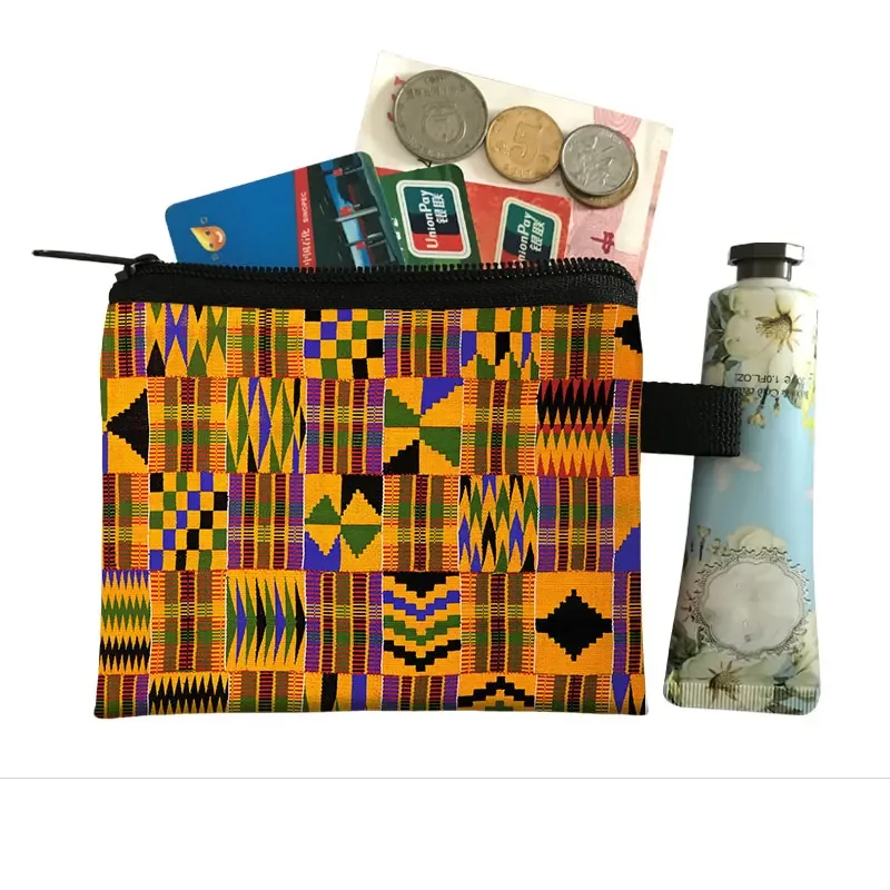 African Print Women Key Coin Purse Mini Cute Zipper Girl Coin Wallet Ladies Portable Wallet Afro  Dancer Credit Card Pouches