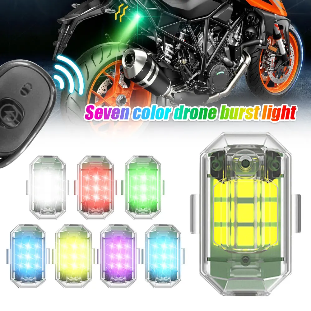 Mini LED Drone Strobe Lamp Wireless Remote Control 7 Colors Turn Signal Anti-collision Warning Light  Bike Aircraft Night Flying