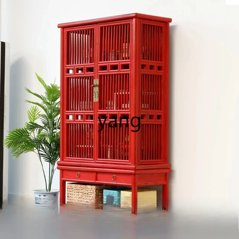 XC retro solid wood dining side cabinet simple modern Chinese multi-functional floor storage wine cabinet