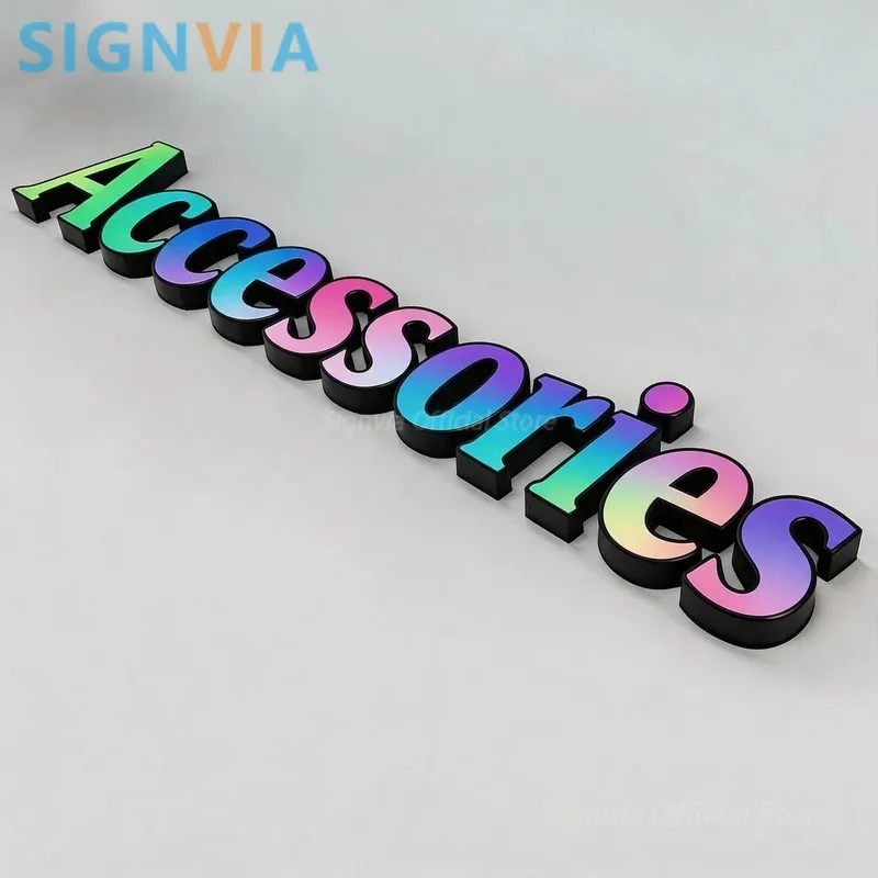 3D Acrylic Led Luminous Accessories Sign, Custom Neon Restaurant Logo, Light Behind Luxury Brand Business Shop Letter Signage
