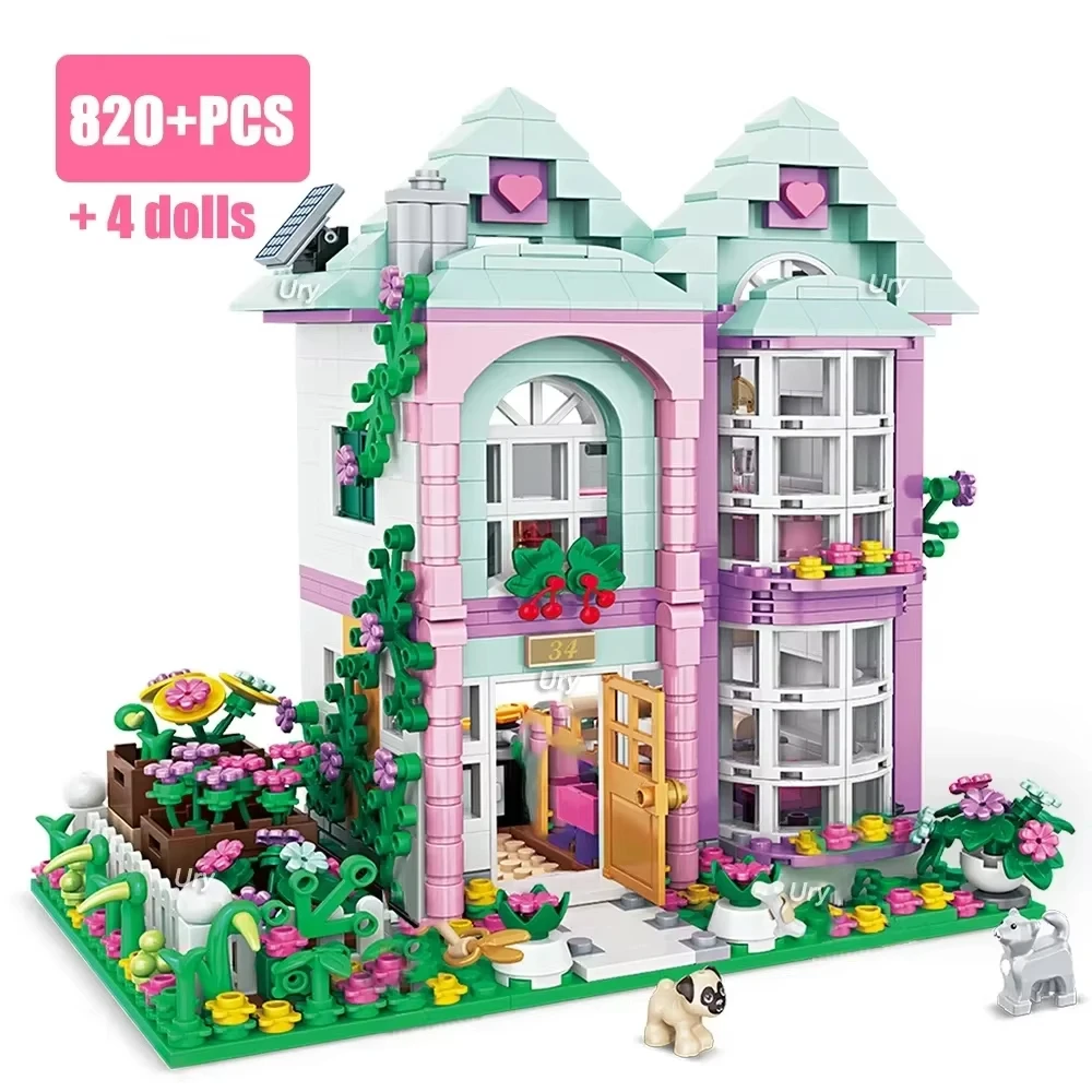 

820pcs Creative Enchanted Flower Garden MOC Building Model Assembly Bricks Architectural Design Learning Toys Gift for Girls