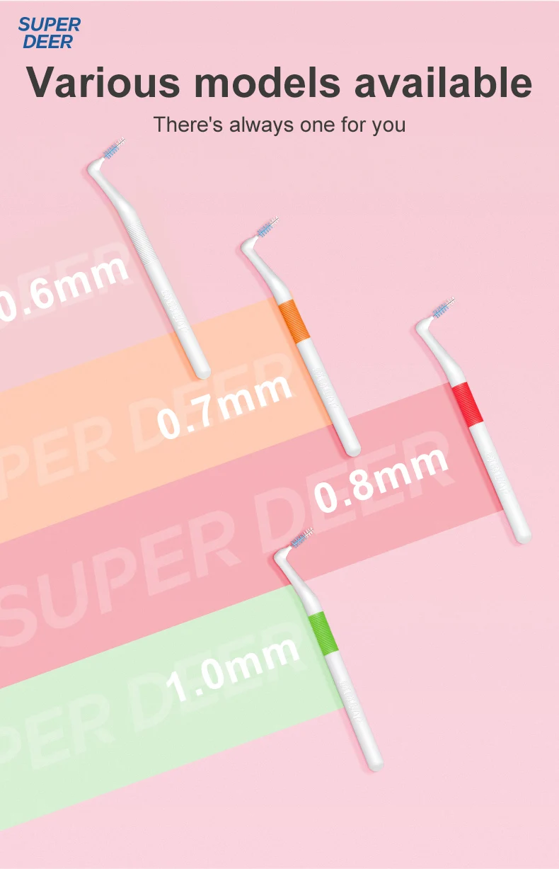 Super Deer L-Typ-Interdentalbürste Dupont-Borsten Interdentalzahnbürsten Reinigung zwischen den Zähnen 0,6/0,7 mm – Detail 3