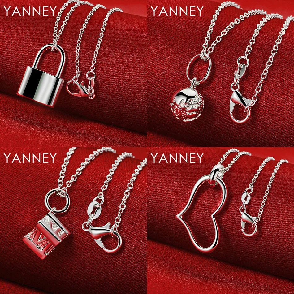 

Charm 925 Sterling Silver 16-30 Exquisite Heart-Shaped Lock Necklace for Women Wedding Elegant Party Accessories Gift