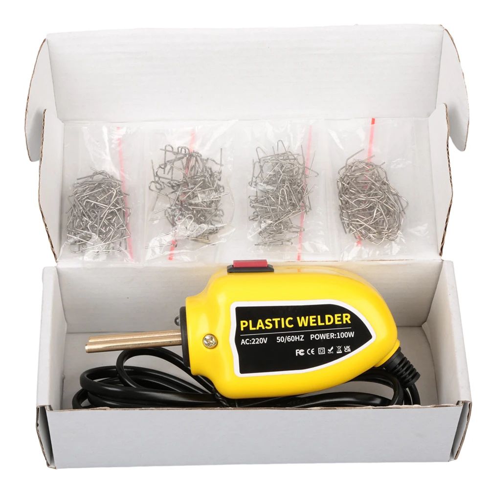 Portatile 100W riscaldamento rapido 500 ° c saldatrice di plastica riparazione paraurti auto pistola cucitrice di calore con 200 chiodi