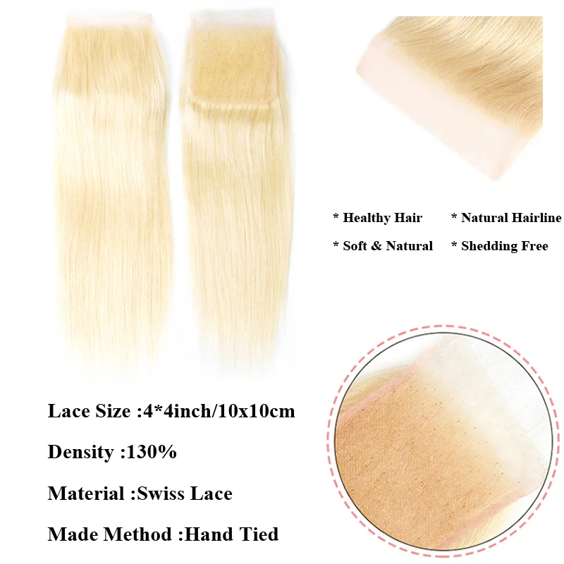 10A 3 حزم مع 13x4 4x4 HD الدانتيل إغلاق 613 البرازيلي شفافة قبل قطعها ريمي حزم من شعر طبيعي مفرود للنساء