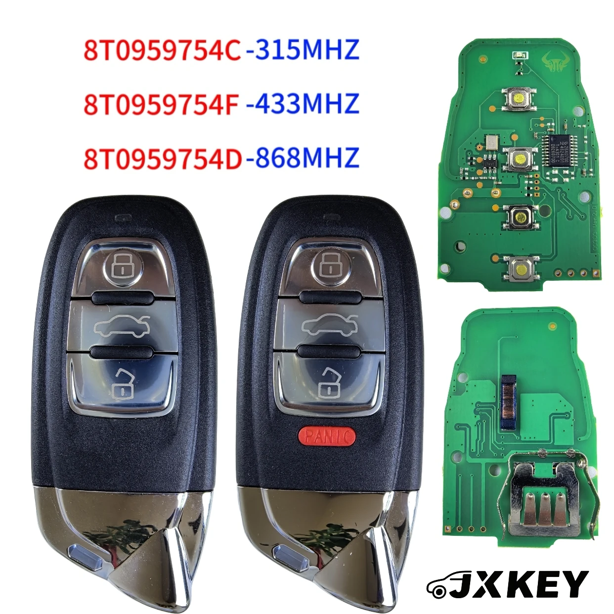 JXKEY 8T0959754C 315/433/868MHz 3/4 Buttons Modified As Lamborghini For Audi A4 A5 A6 A7 S4 2009-2016 Smart Remote Key Fob Shell