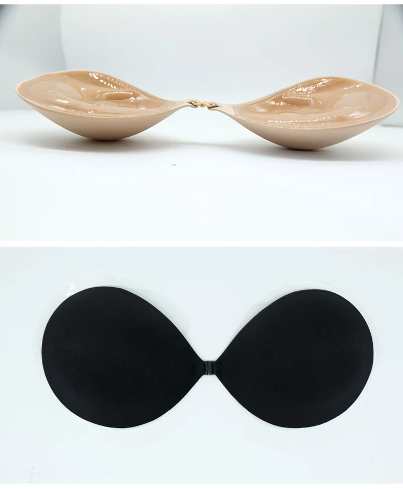 Front Buckle Silicone Chest Stickers for Women Strapless Silicone Self-Adhesive Invisible Gathering Enhance Breathable Bra