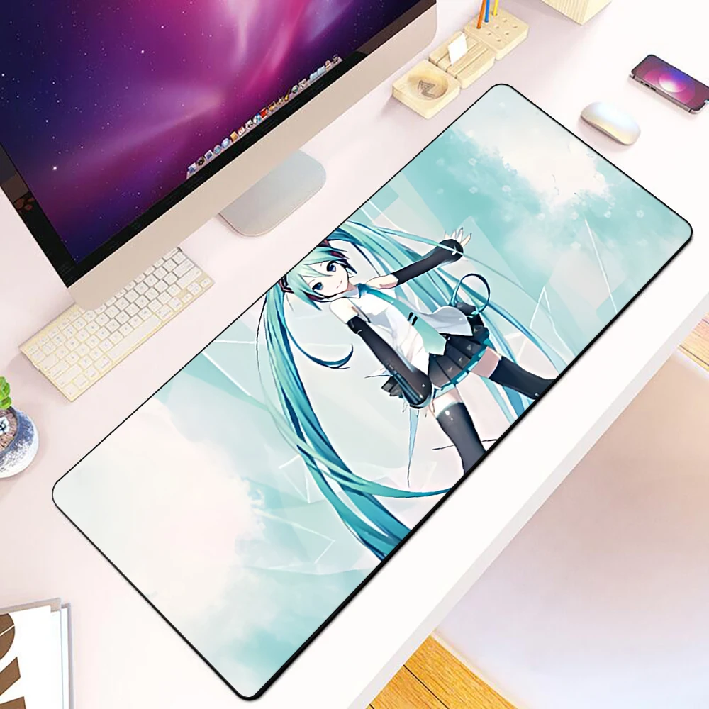 H-hatsunes miku mouse pad hd-druck computers pieler verriegelung kante rutsch festes mauspad xxl90x40cm tastatur pc schreibtisch pad