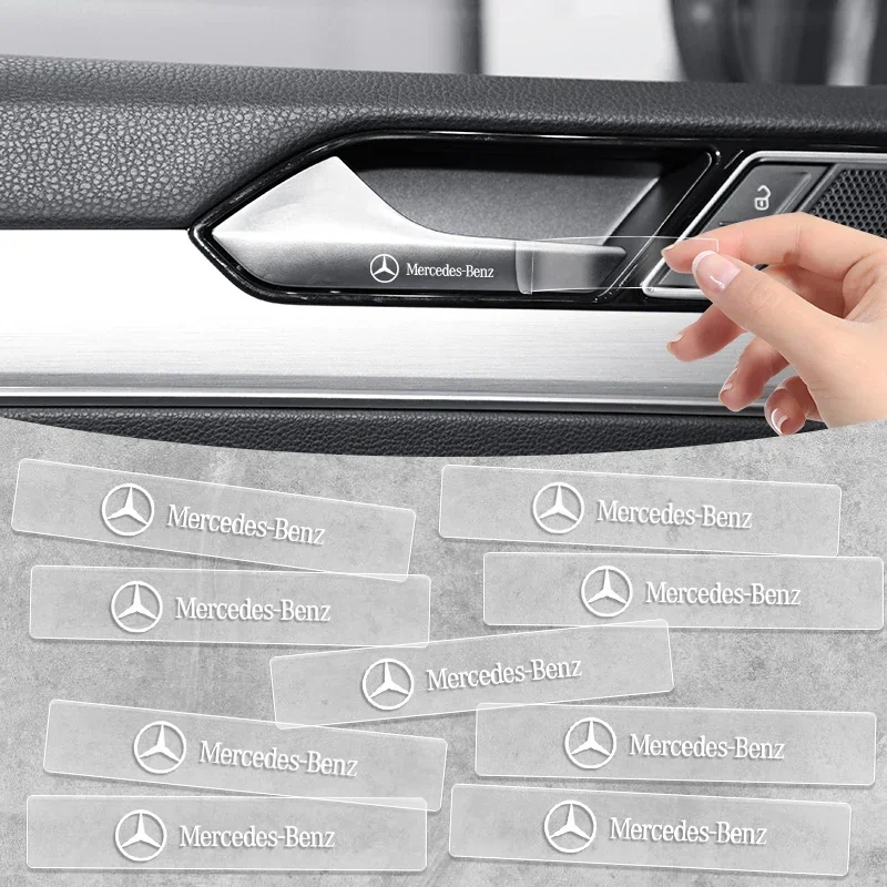 1/2/5/10Pcs PVC Car Door Handle Badge Protector Decal Wiper Sticker For Mercedes Benz B/C/E Class A Class C200L GLC GLE CLA