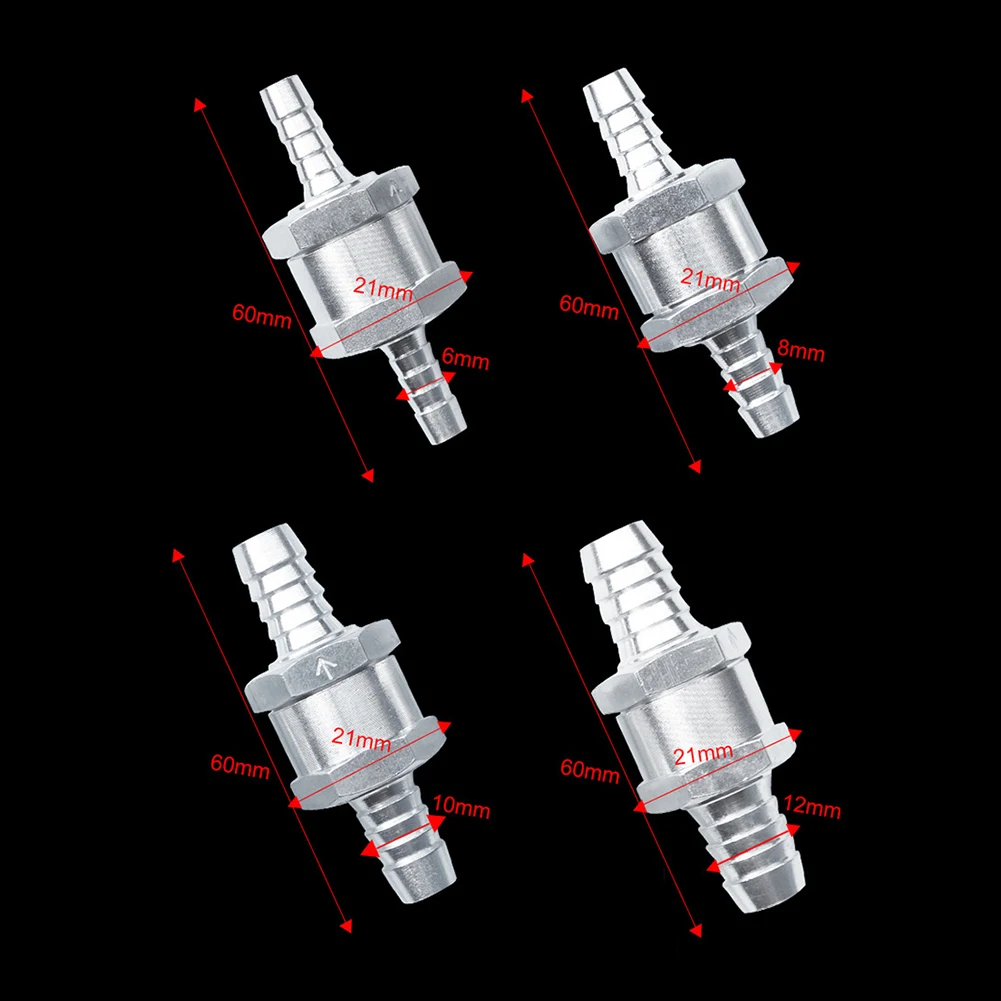 Fuel Pipe Non Return Valve 6mm 8mm 10mm 12mm Sizes Made of Aluminum Alloy Works with Low Pressure Fuel & Carburetor Systems