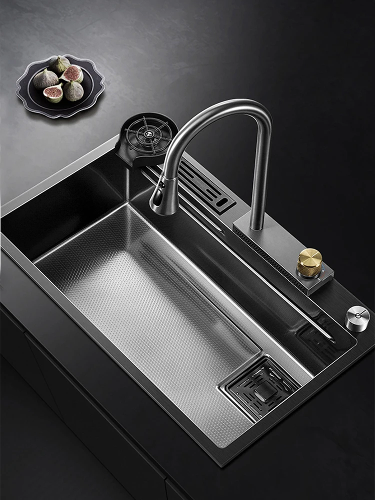 Single Sink 304 Stainless Steel Kitchen Sink Large Household Nano Vegetable Washing Basin Dishwashing Sink