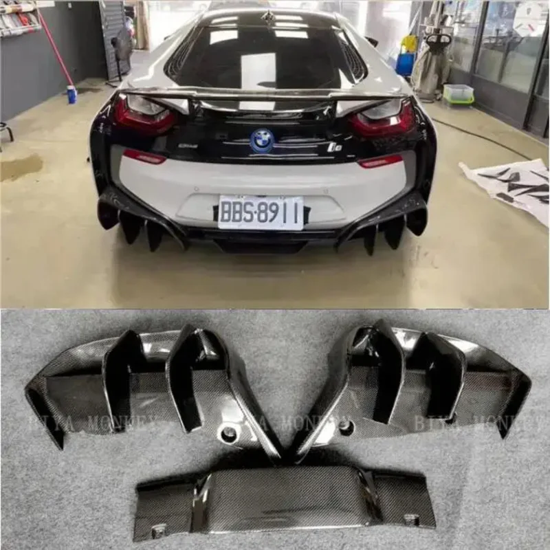 

Real Carbon Fiber Rear Bumper Trunk Diffuser Spoiler For BMW i8 2014 2015 2016 2017 2018 2019 2020 2021