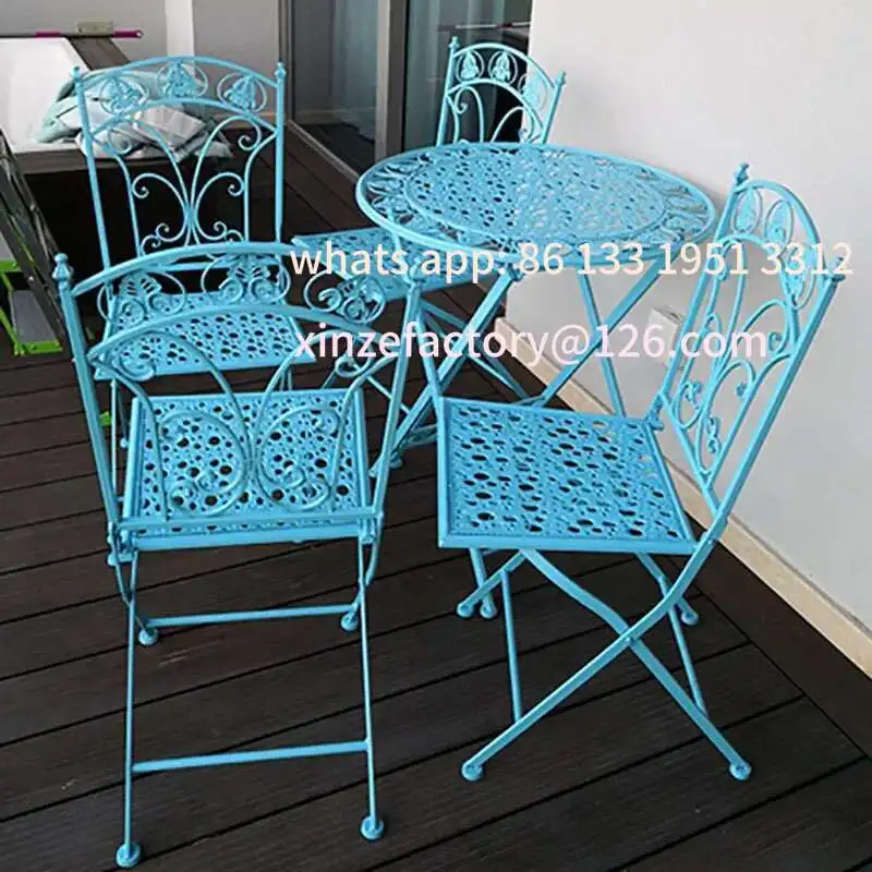 

Customizable Folding Outdoor Garden Furniture Sets Iron Table and Chair Nordic patio furniture Balcony Lounge Table and Chair