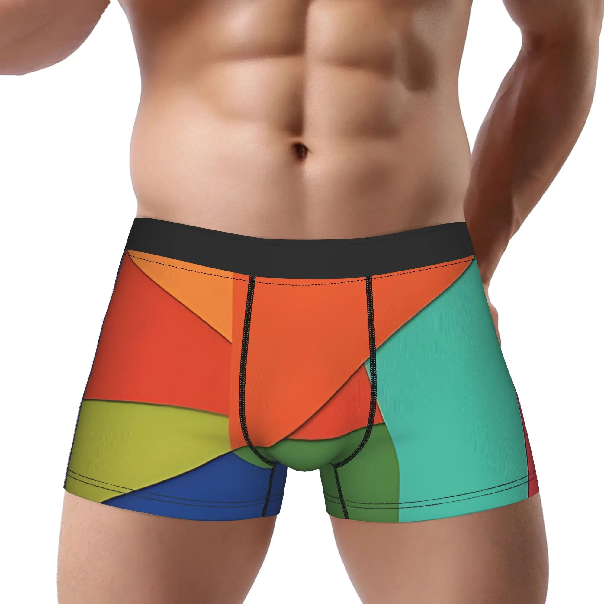 Colorful Polygon Shapes Underpants Breathbale Panties Men's Underwear Polygon Print Shorts Boxer Briefs