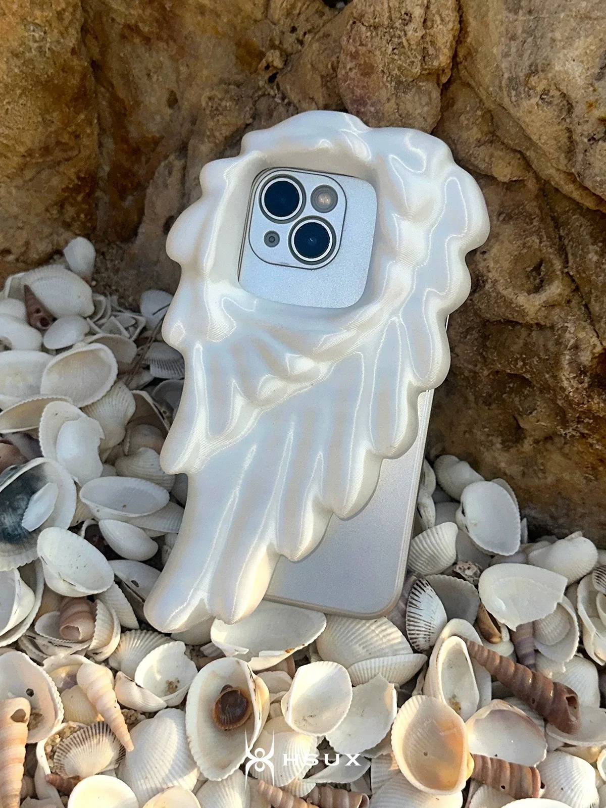 Pre-sale model, suitable for iPhone, silk white wing mobile phone case, 3D printing customisation, seven to ten days