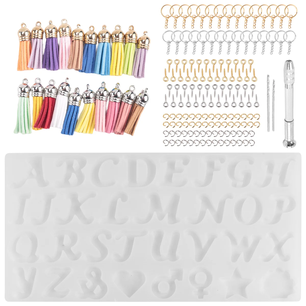 مجموعة قوالب راتينج الحروف العكسية من ABQR، قالب سيليكون للراتنج DIY، مجموعة صنع سلسلة مفاتيح من راتنجات الإيبوكسي المزخرفة #4