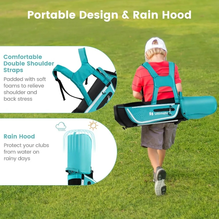 اليد اليمنى جونيور مجموعة نادي الغولف الكاملة لعمر 57 مع 205CC 3 الممر الخشب 7 و S مكاوي مضرب غطاء رأس المطر هود جولف St #6