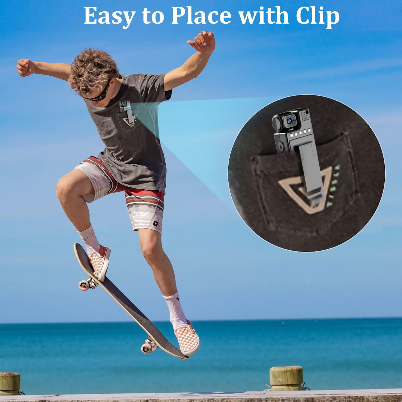 4K HD Portable Mini Action Camera Wifi Back Clip 180° Rotatable IR Night Vision Sports Cam Travel Bicycle Driver Video Recorder
