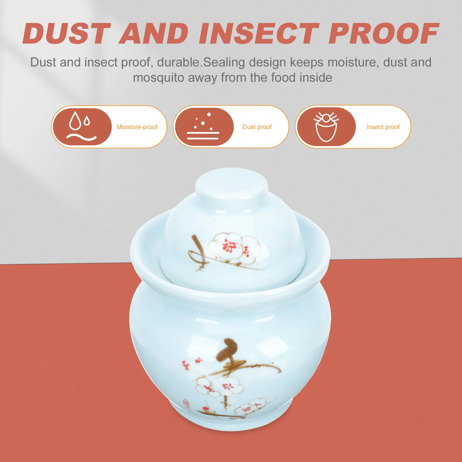 

Ceramic Pickle Jar Retro Sealed Design Smooth Burr-Free Surface Easy Clean Moisture Dust Proof for Home Kitchen Restaurant Dorm