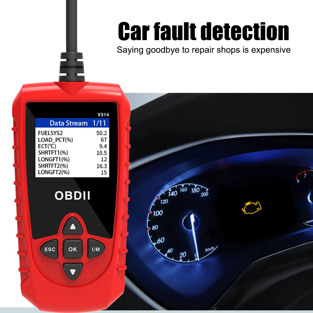 Car OBDII Scanner Reader Automotive Diagnostic Tool Detection Automotive Fault Detector V314 Onboard Code Reading Card