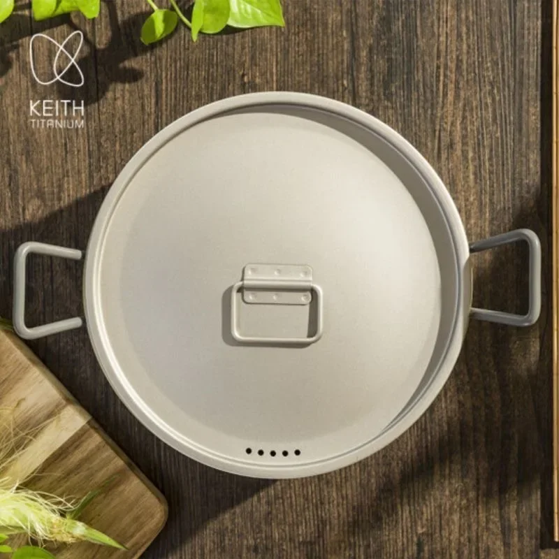 KEITH 1.8L Pure Titanium Cooking Pot Portable Camping Soup Pot with Storage Bag Foldable Handle for Home Outdoor - view 6
