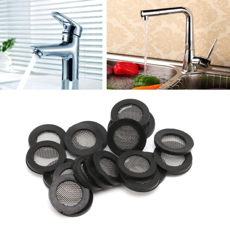 20 Miếng Thép Không Gỉ Lọc Màn Hình Cao Su Vòng Máy Giặt Lọc Gioăng Cao Su Máy Giặt Cho Vòi Nước Tắm Thả con Tàu