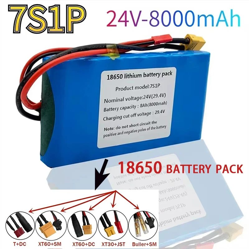 

New 7s1p 24V 8000mah 18650 lithium-ion battery pack,electric scooters and bicycles, with BMS and customized plug, free shipping