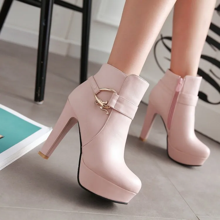 New SexyShort Boots Women Shoes Autumn Winter Women\'s Ankle Boot Platform Sweet Black White Heeled Boots Party Shoes Large size