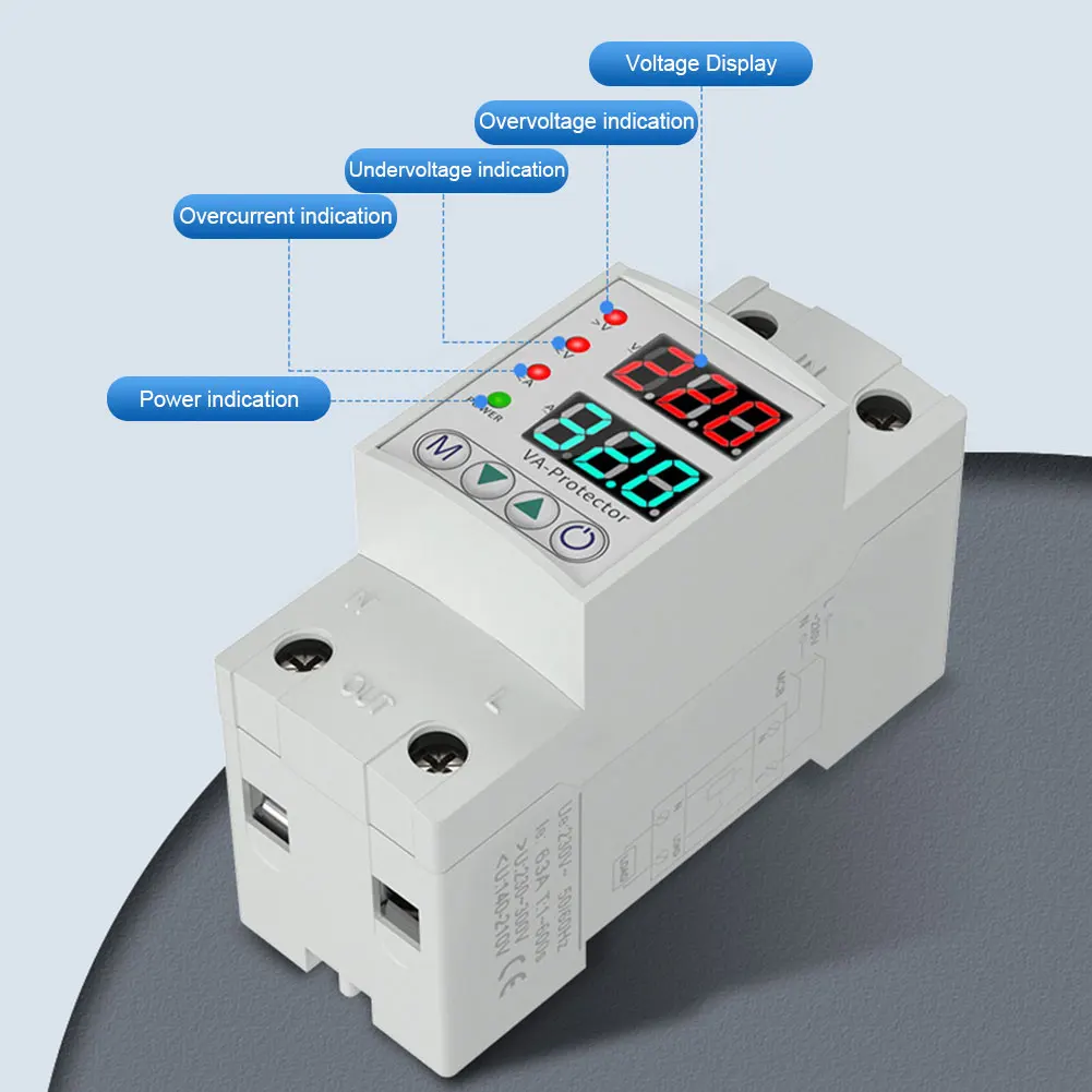 Relay Over Current Protector Adjustable Over Under Voltage Protective Device Digital Display Short Circuit Protector Accessories