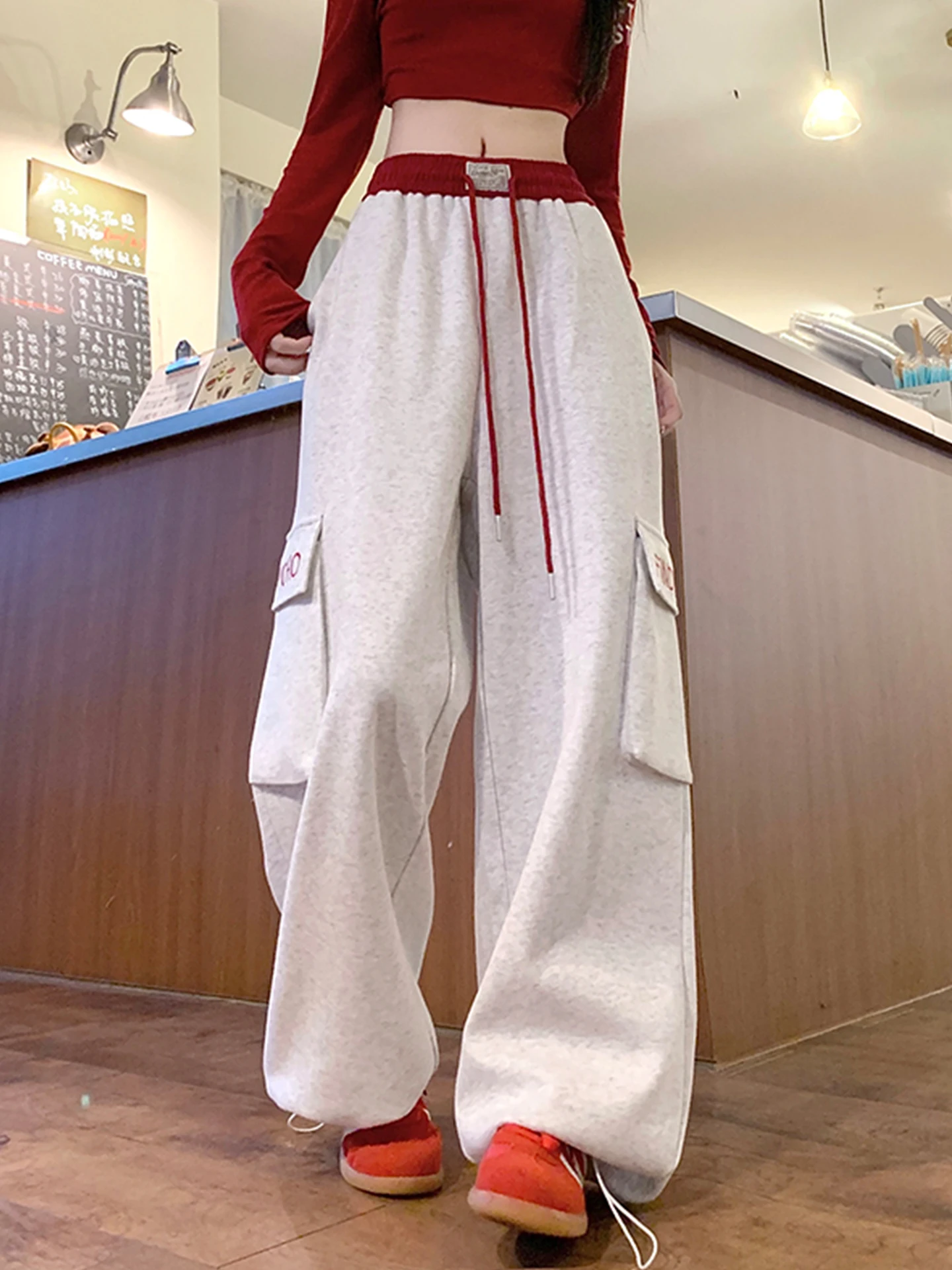 Ey American Spor-pantalones informales de pierna recta para mujer, pantalón de Jazz de talla grande, versátil, adelgazante, para primavera y otoño