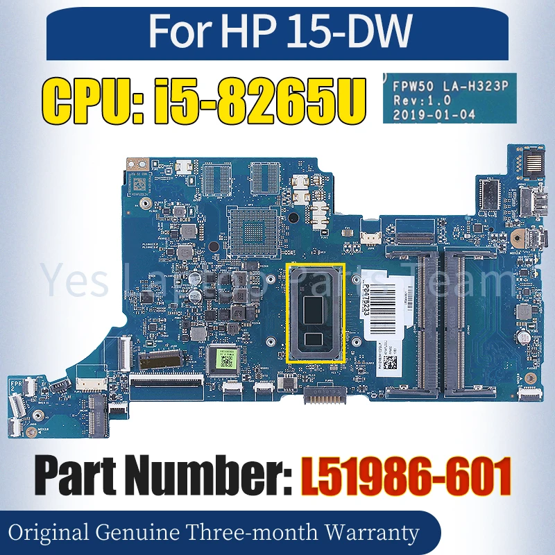 FPW50 LA-H323P untuk Laptop HP Pavilion 15-DW L51986-601 Mainboard srej Notebook i5-8265U Motherboard 100% teruji