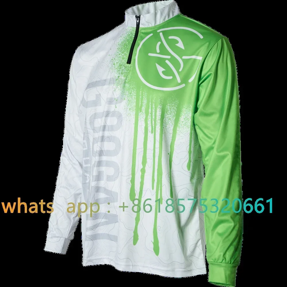 

Футболка GooganSquad Derby Jersey с молнией до середины груди, для рыбалки, с длинным рукавом, защита от УФ-излучения, Camisa De Pesca 2023