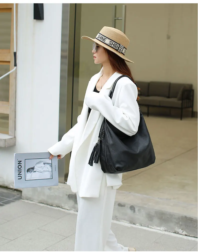 

Zency Fashion Women Shoulder Bag 100% Genuine Leather Large Handbag for Work Travel