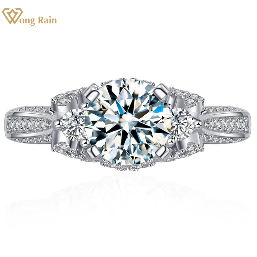 

Wong Rain Vintage 925 Sterling Silver D 1CT Real Moissanite Diamonds Sparkling Fine Ring for Women Wedding Engagement Jewelry