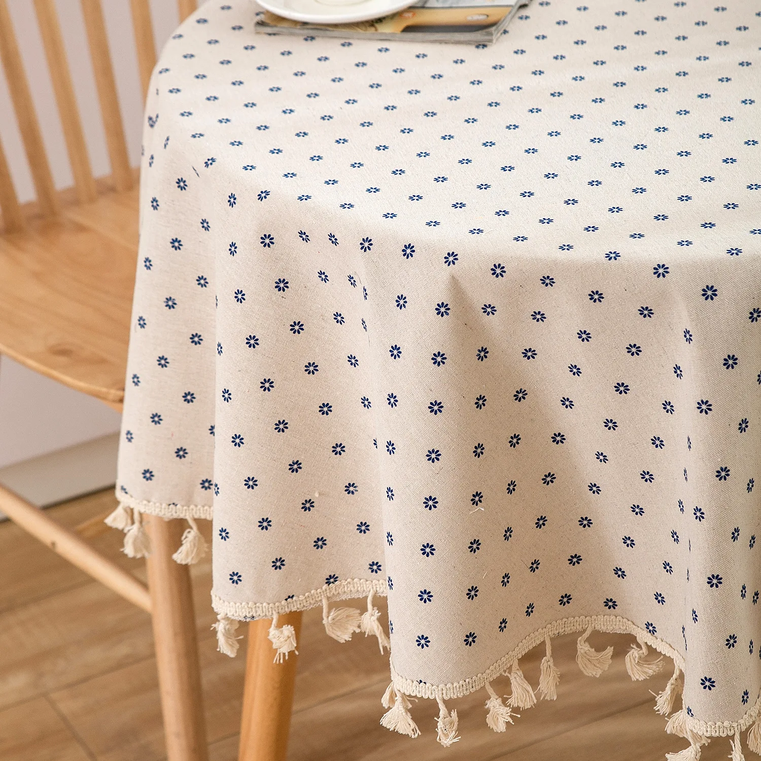 Printing Tassel Tablecloth Stain Resistant Dust-Proof Table Cover for Kitchen Tabletop Home Dining Table Decoration Accessories