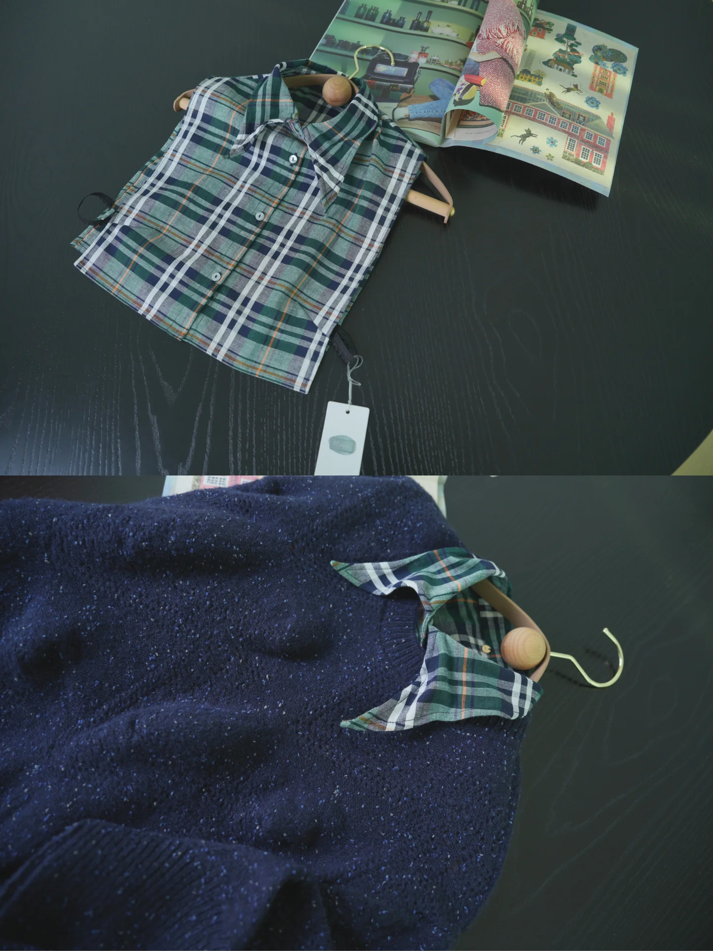 gentleman's-high-interest-fake-collar-deep-een-plaid-versatile-soft-silk-pure-cotton-adjustable-newear-casual-sle