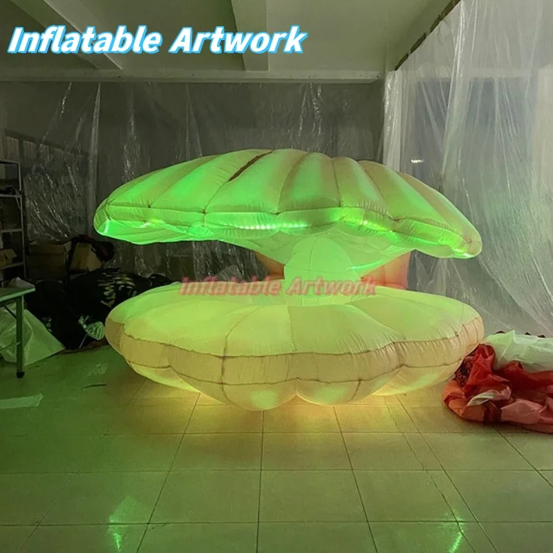 

Personalized Royal Ball Themed Party Large Lights up Inflatable Sea Shell for Stage Entry Decoration Toys