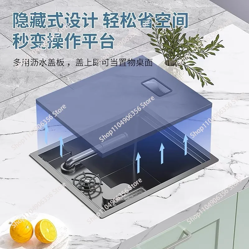 304 Stainless Steel Hidden Mini Island Bar Sink Single Bowl With Cup Washer For Tiny Small‑Size Kitchen