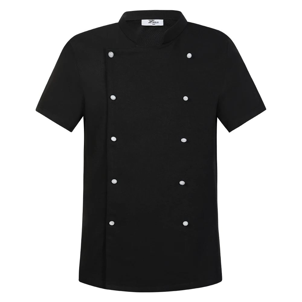 Unisex schwarz Uniform Catering Arbeits kleidung Mantel Jacken Chefkoch Hemden Restaurant Hotel Küche Kochen Kleidung