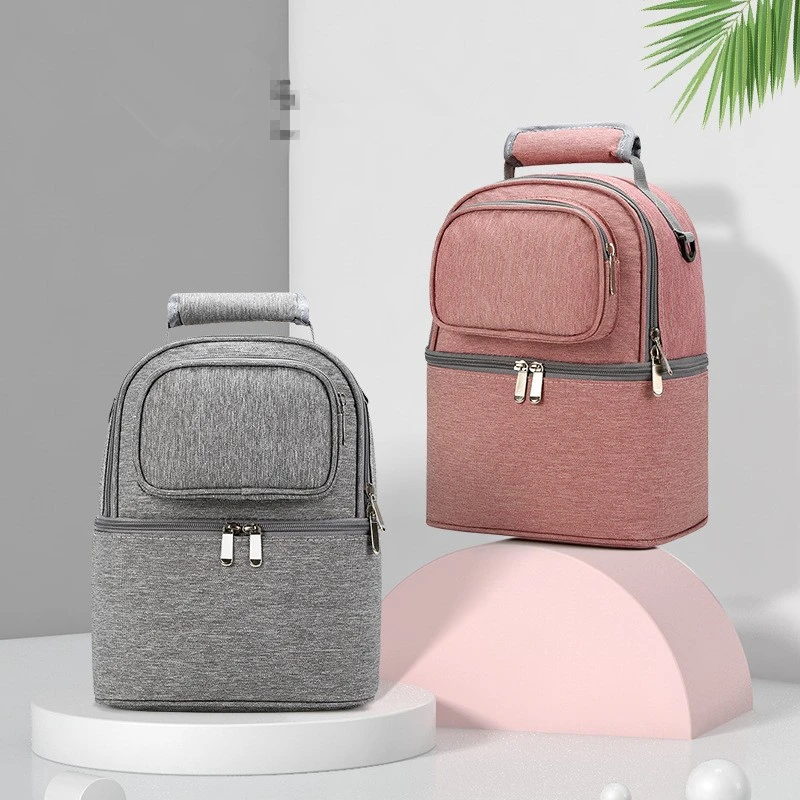 

Shoulder Double-layer Lunch Box Bag Oxford Cloth Insulated Backpack for Women Portable Cooler Bag Picnic Travel Accessories