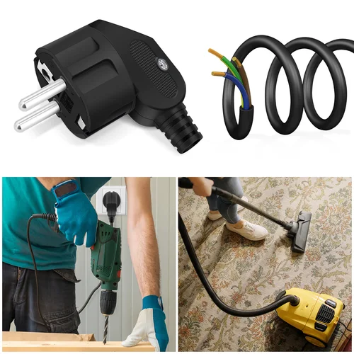 Imagen 2 del producto 2/3/4/6/8 Uds UE Schuko enchufe 250V enchufe de alimentación, enchufes de contacto protectores conector de tomas de corriente de repuesto para Cable de extensión de alimentación