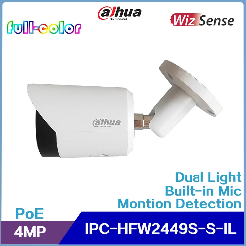 Dahua 4MP Smart Dual Light Fixed-focal Bullet WizSense Network Camera IPC-HFW2449S-S-IL