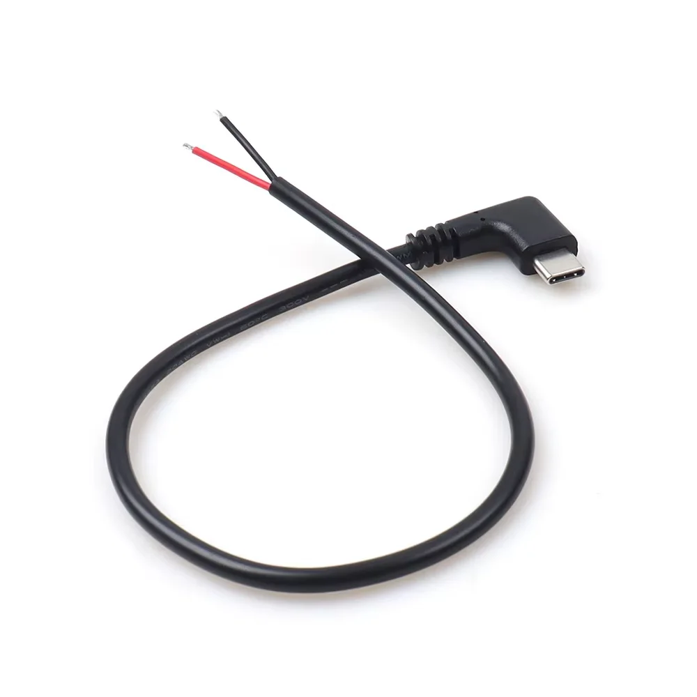 USB-C auf 2-Pin-Blankkabel mit offenem Ende, 90-Grad-USB-Typ-C-Stecker, 2-Pin-Pigtail-Kabel, für 5V USB-Typ-C DIY-Kabel