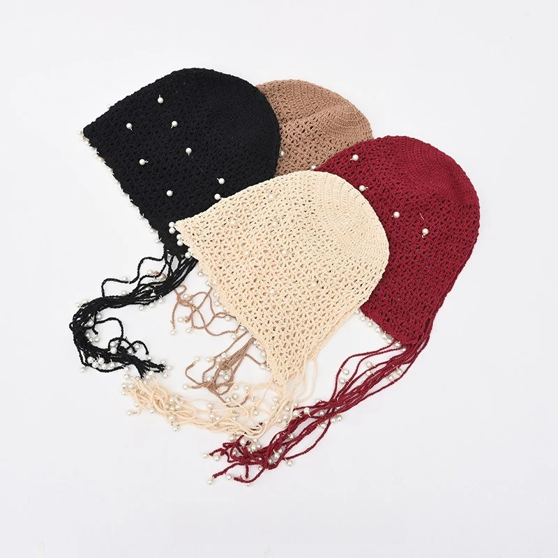 

Hollowed-out Japanese Summer Woven Knitted Hat for Women, Thin Breathable, Sweet, Artistic and Retro Woolen Hat, Dui Dui Hat