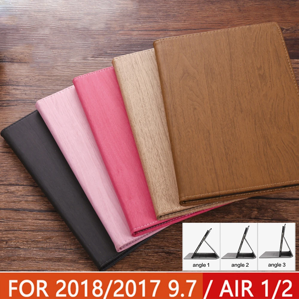 

New For iPad Air 2 Air 1 Case New iPad 2017 2018 9.7 inch Anti-real wood grain PU Leather Smart Cover Case Auto Wake Cover Case