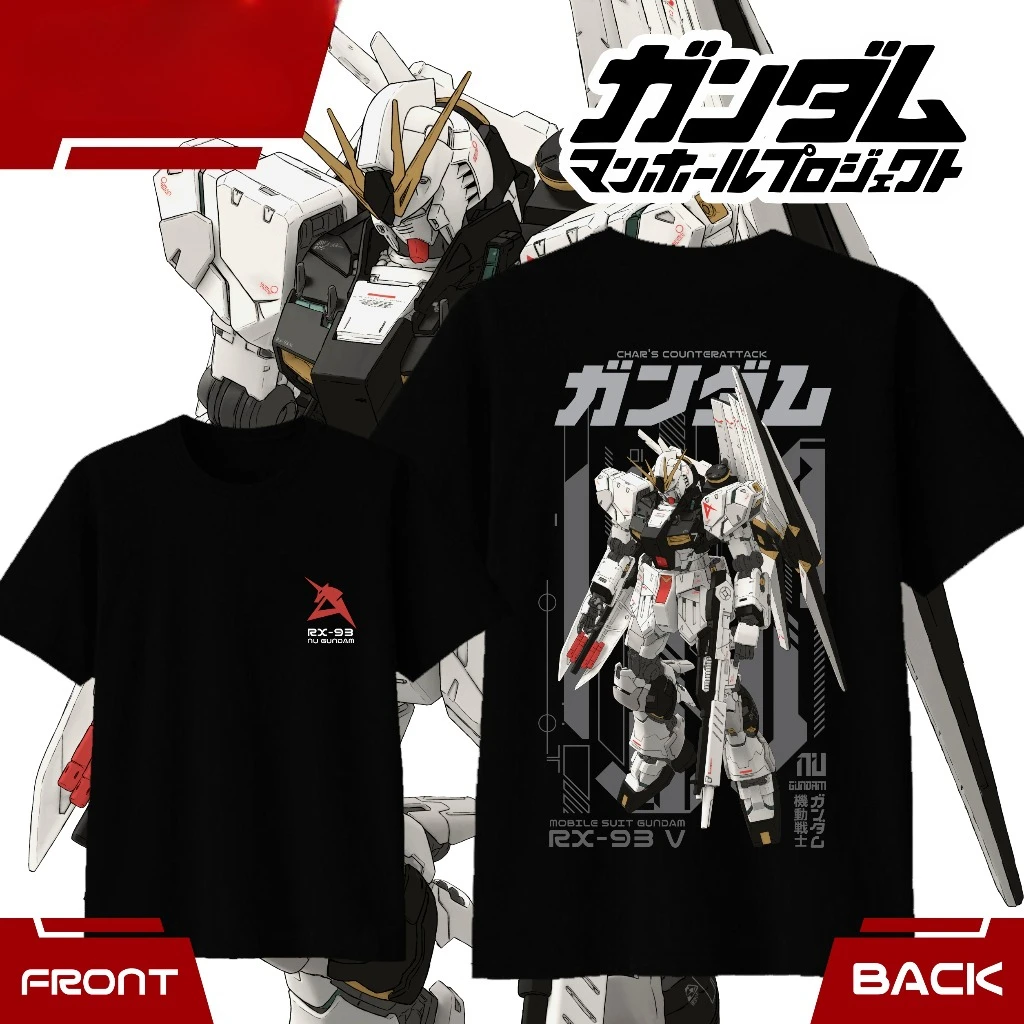 Men's RX-93 T-SHIRT NU GUNDAM CHAR'S COUNTER ATTACK Non Official pure Cotton 30's Premium Tees Adults Streetwear